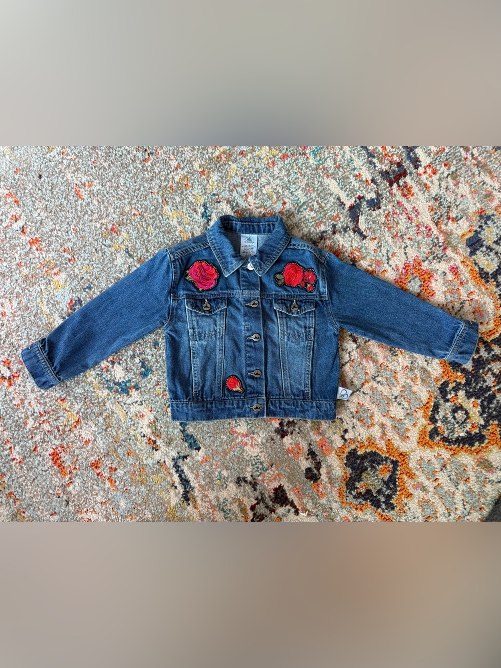 Disney Princess Beauty & the Beast Belle Embroidered Rose Denim Jacket 4T 110